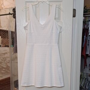 Hollister White A-Line V-Neck Mini Dress